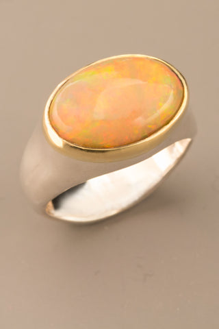 Orange Ethiopian Opal Ring