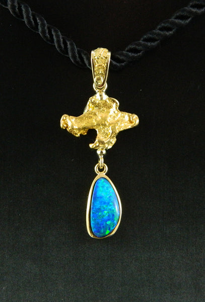 Opal and Gold Nugget Pendant