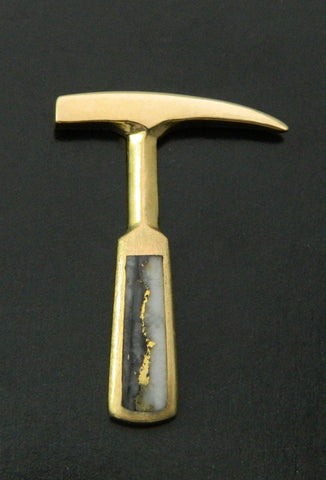 Gold in Quartz Rockhammer Lapel Pin