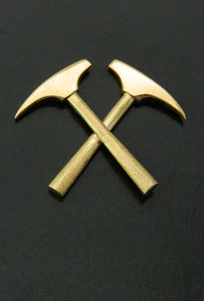 Crossed Miner Hammer Lapel Pin
