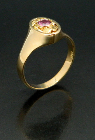 Pink Sapphire Gold Nugget Ring