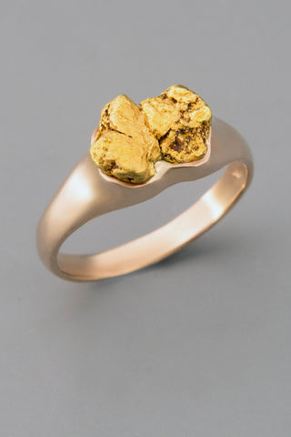 Pink Gold Ring with Natural Gold Nugget
