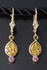 Pink Sapphire and Gold Nugget Earrings