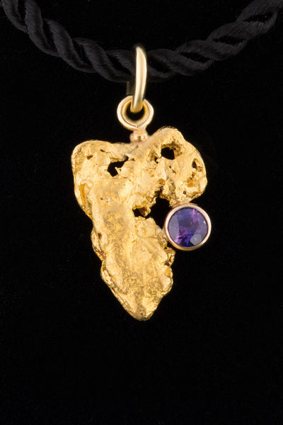 Natural Gold Nugget with Purple Sapphire