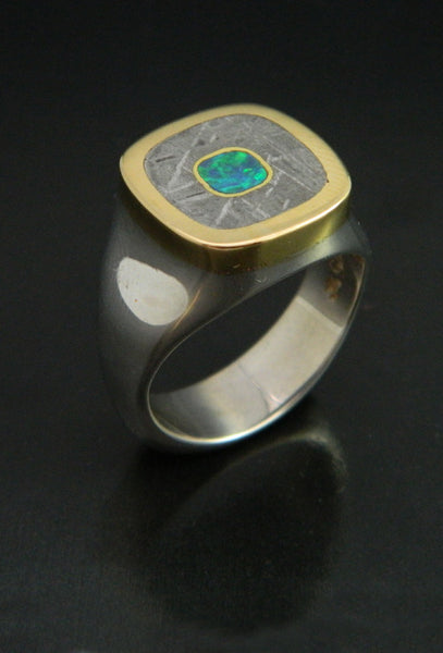 Gibeon Meteorite and Opal Ring