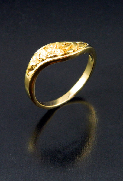 Natural Gold Nugget S-Curve Ring