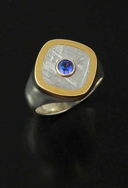 Gibeon Meteorite and Sapphire Ring