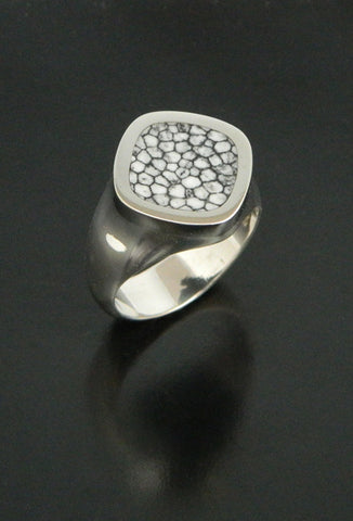 The Original Stingray Coral Ring in 18kt White Gold and Sterling Silver