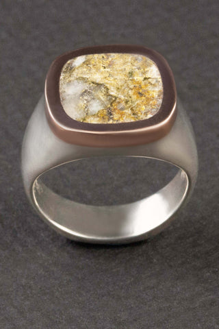 Gold Quartz in Rose Gold and Sterling Silver Ring