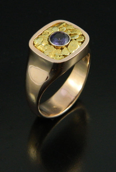 Gents Rose Gold Ring with Purple Sapphire