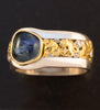 Montana Sapphire Ring with Gold and Platinum Nuggets