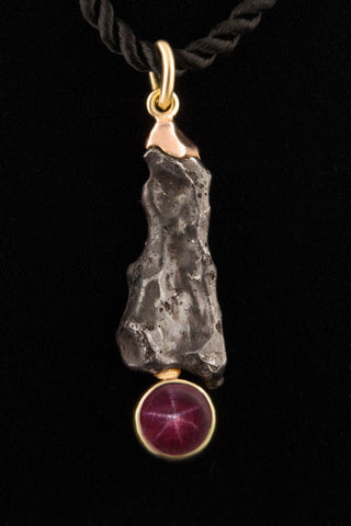 Star Ruby and Sikhote-Alin Meteorite Pendant
