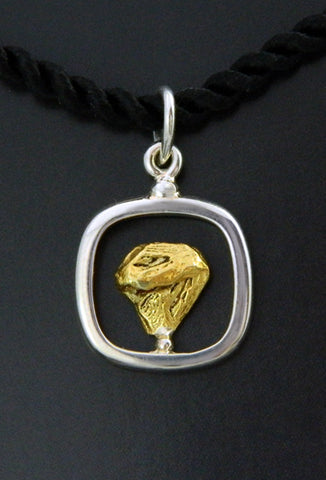 Crystalline Gold Pendant in Sterling Silver
